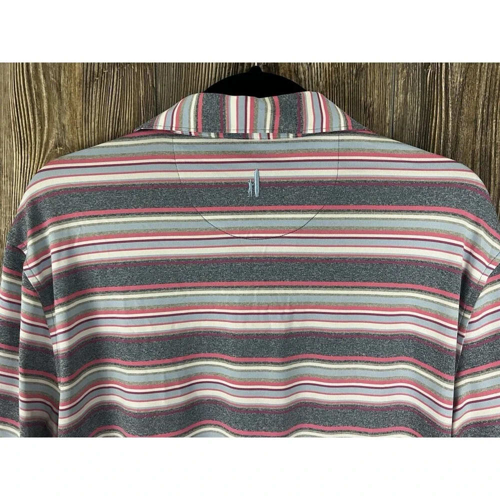 Johnnie-O Golf Polo Shirt Mens L Multicolor Striped Stretch Performance‎ Casual
